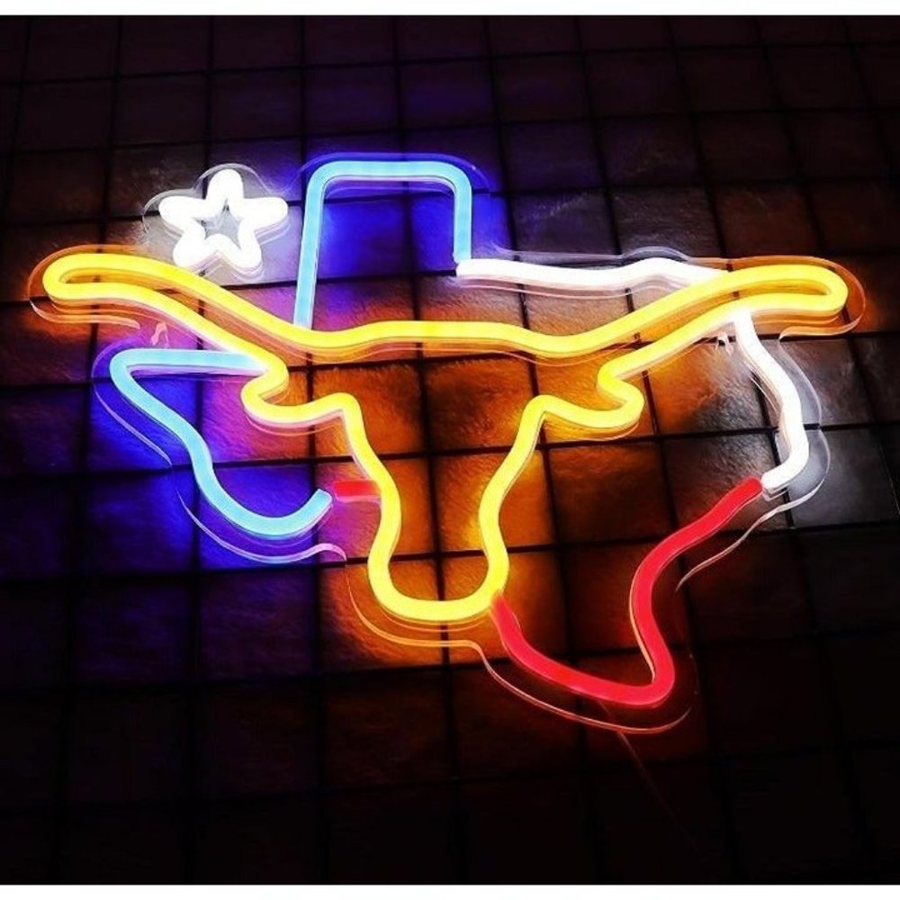 NEW Bright Red White & Blue Texas Longhorns LED Neon Sign (Night Light Football